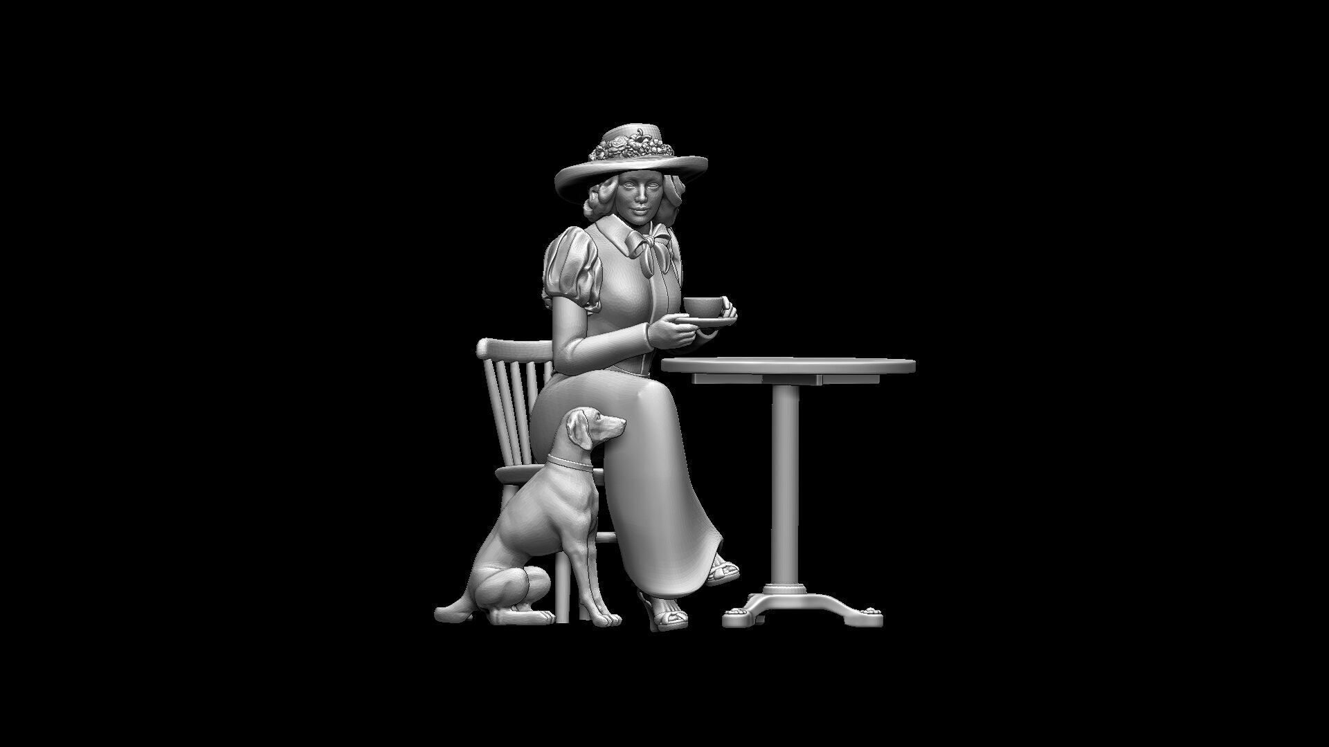 Woman and Dog 3D print model_2