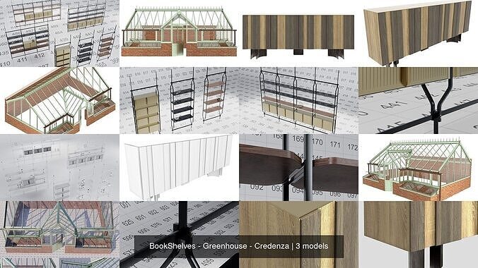BookShelves - Greenhouse - Credenza 3D Model Collection