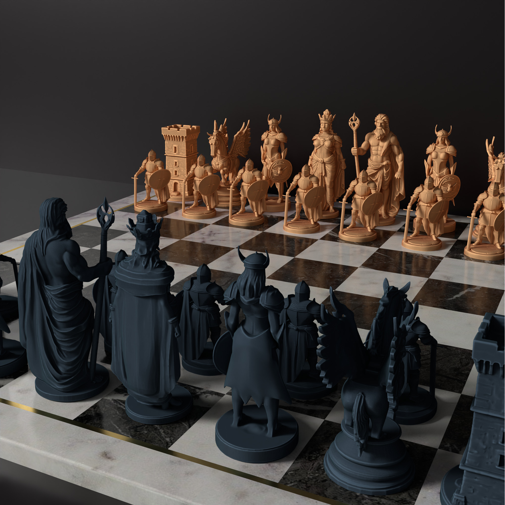 Epic Mythical Chess Piece Mythology Chess Set  Zeus Hera Pegasus 3D print model_23