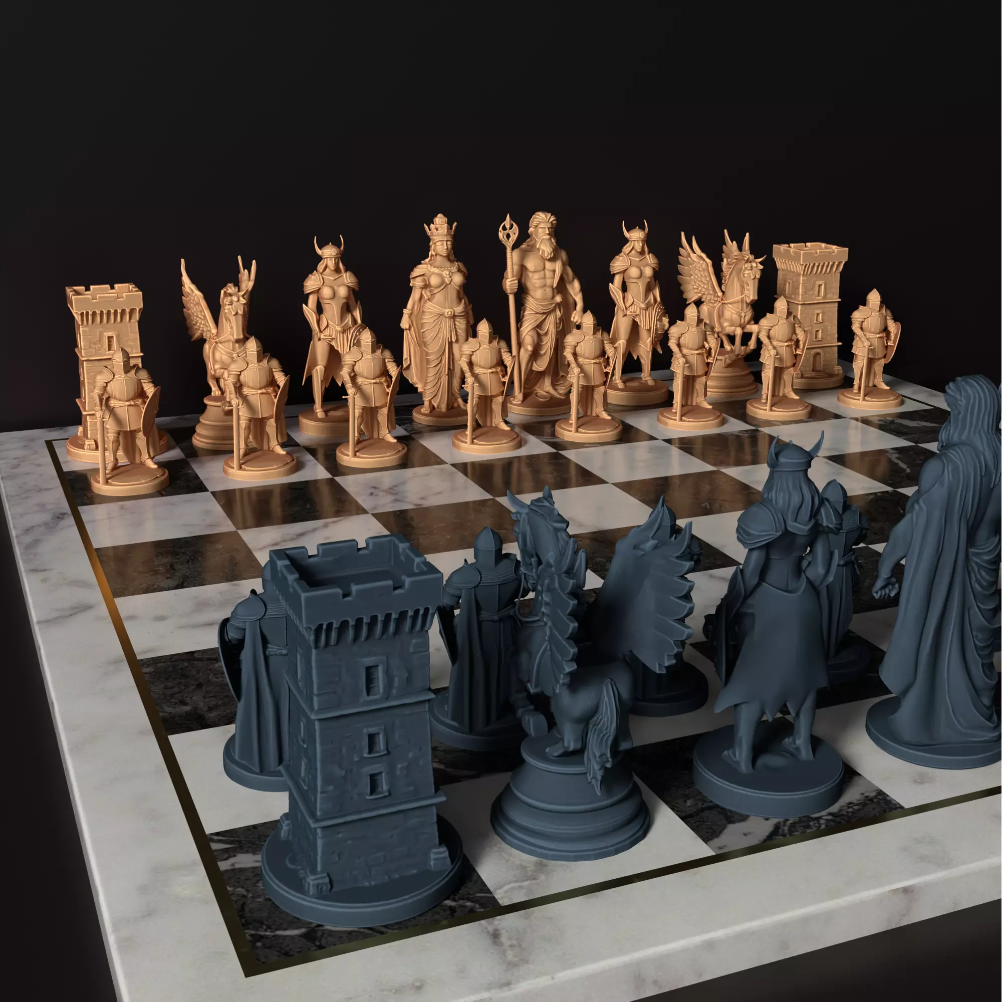 Epic Mythical Chess Piece Mythology Chess Set  Zeus Hera Pegasus 3D print model_0