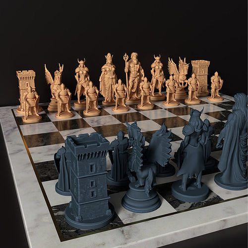 Epic Mythical Chess Piece Mythology Chess Set  Zeus Hera Pegasus 3D print model