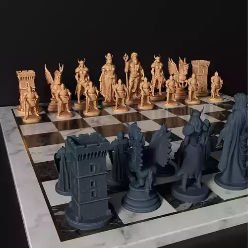 Epic Mythical Chess Piece Mythology Chess Set  Zeus Hera Pegasus 3D print model