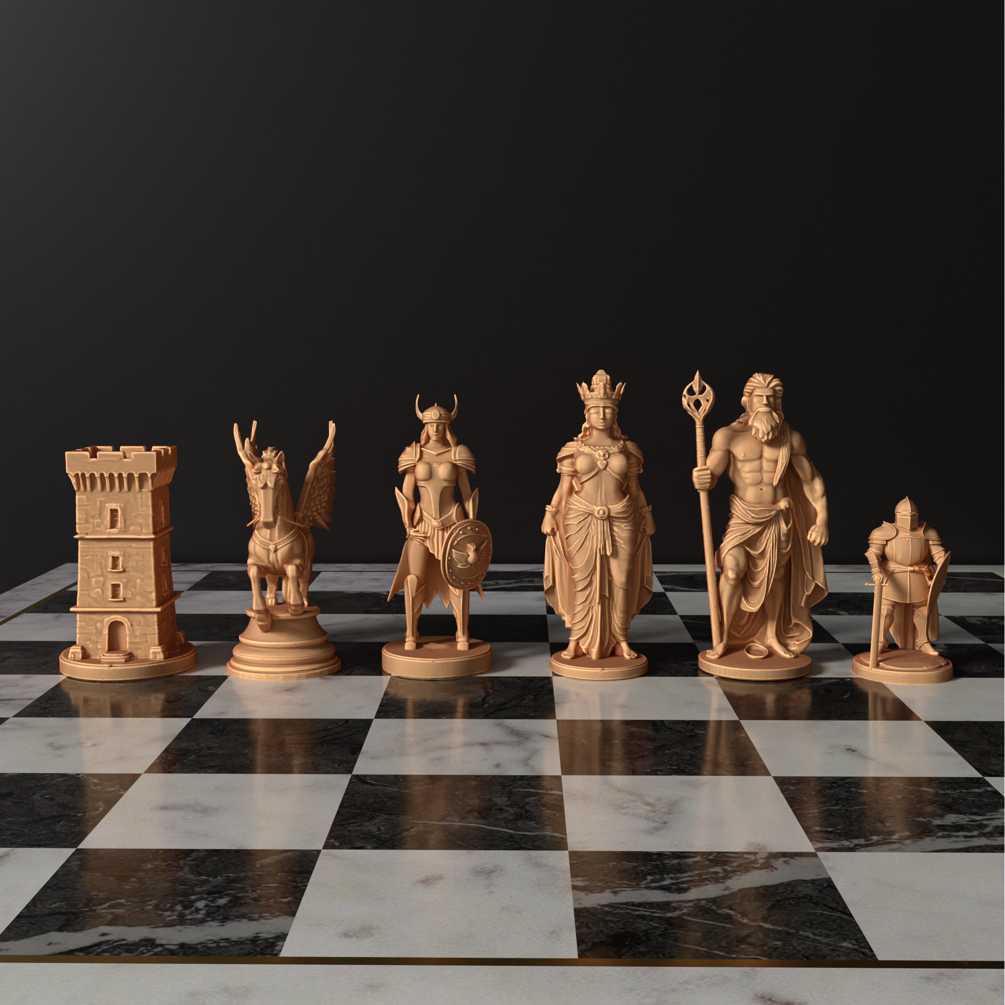 Epic Mythical Chess Piece Mythology Chess Set  Zeus Hera Pegasus 3D print model_24