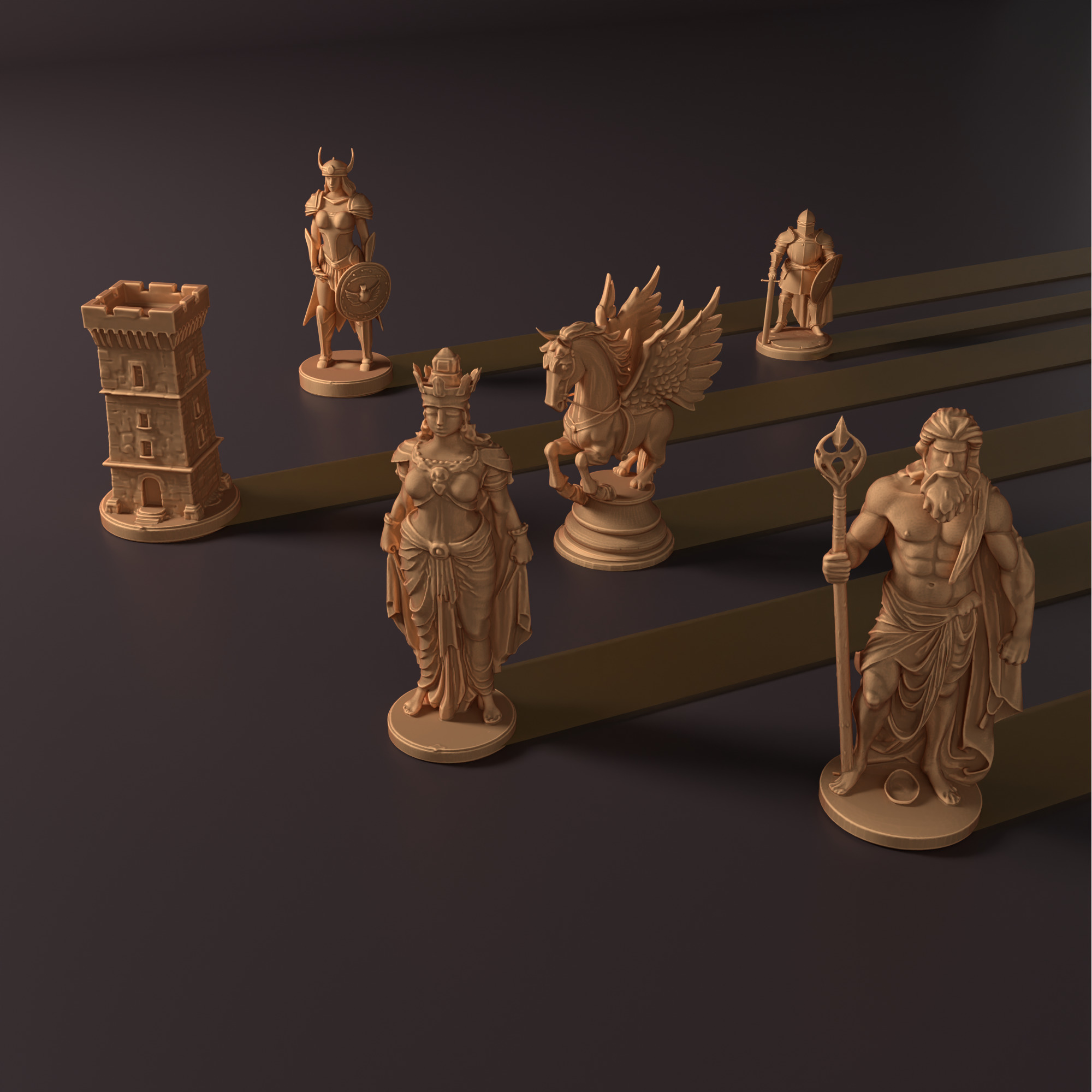 Epic Mythical Chess Piece Mythology Chess Set  Zeus Hera Pegasus 3D print model_29