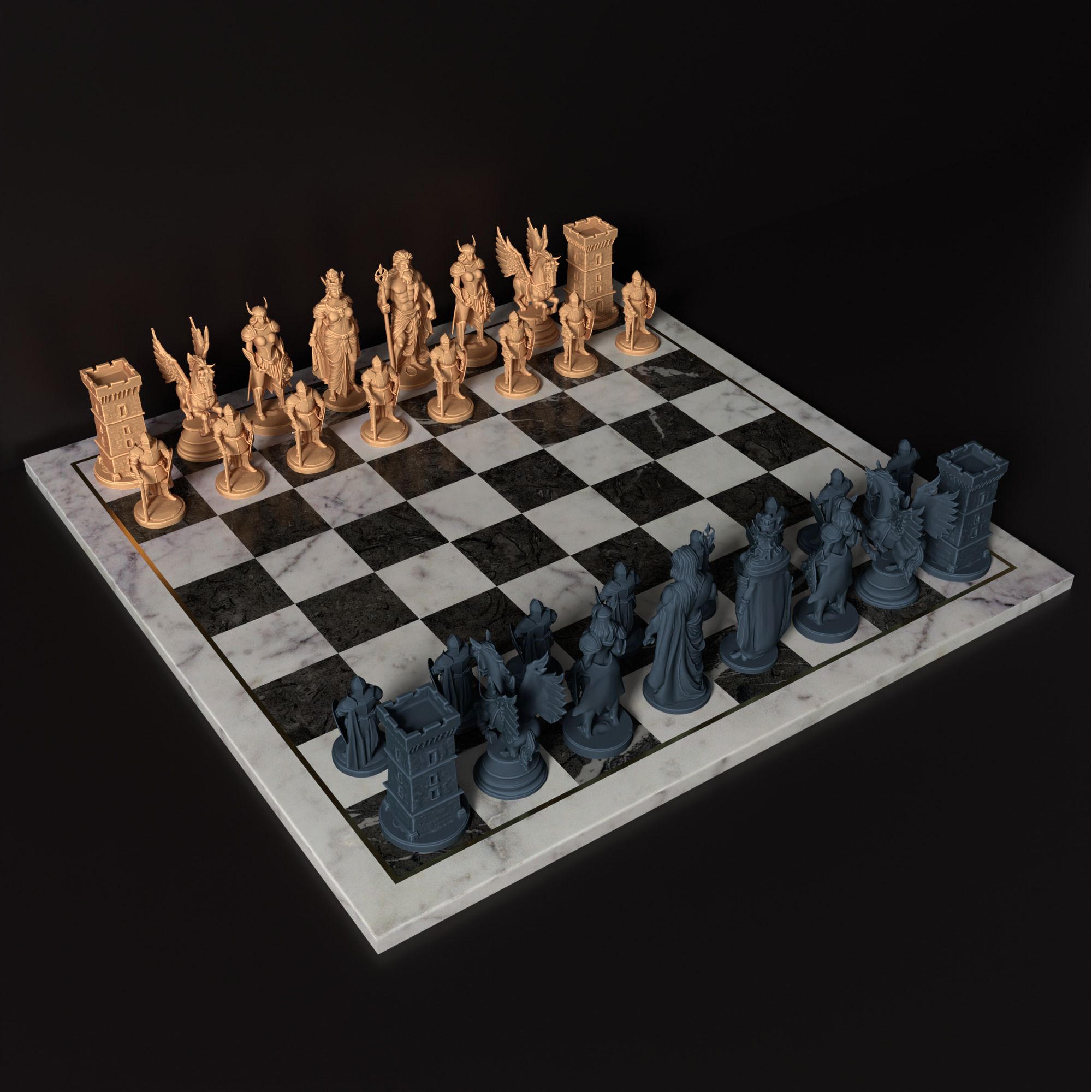 Epic Mythical Chess Piece Mythology Chess Set  Zeus Hera Pegasus 3D print model_19