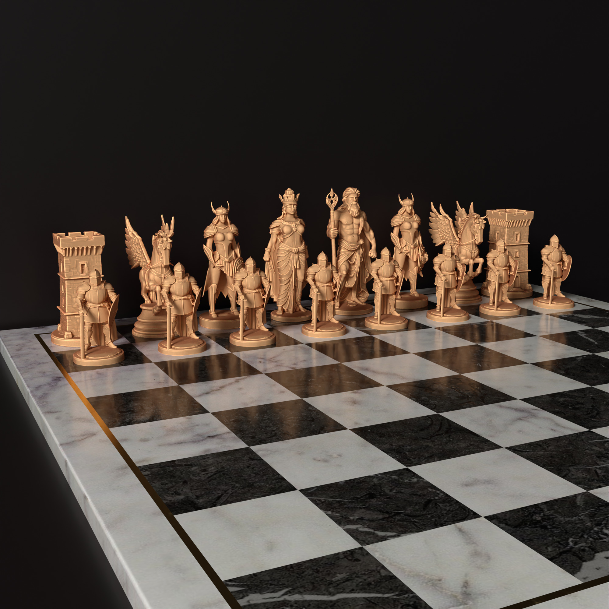 Epic Mythical Chess Piece Mythology Chess Set  Zeus Hera Pegasus 3D print model_9