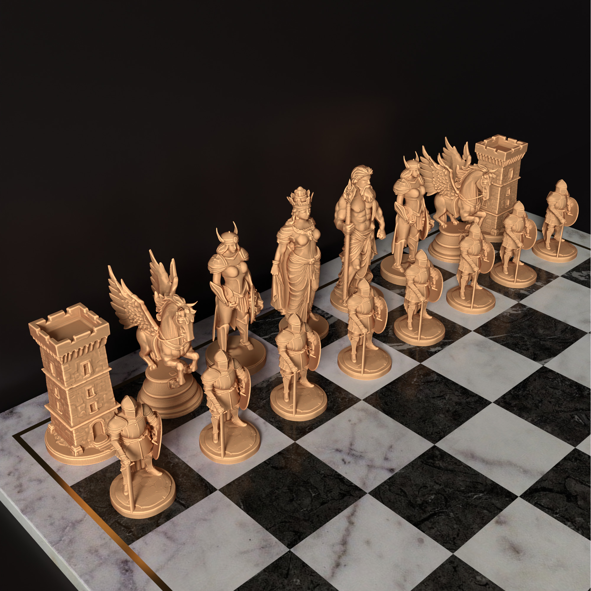 Epic Mythical Chess Piece Mythology Chess Set  Zeus Hera Pegasus 3D print model_18