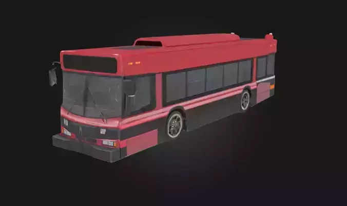 Articulated Red Bus Model  Urban Public Transport 