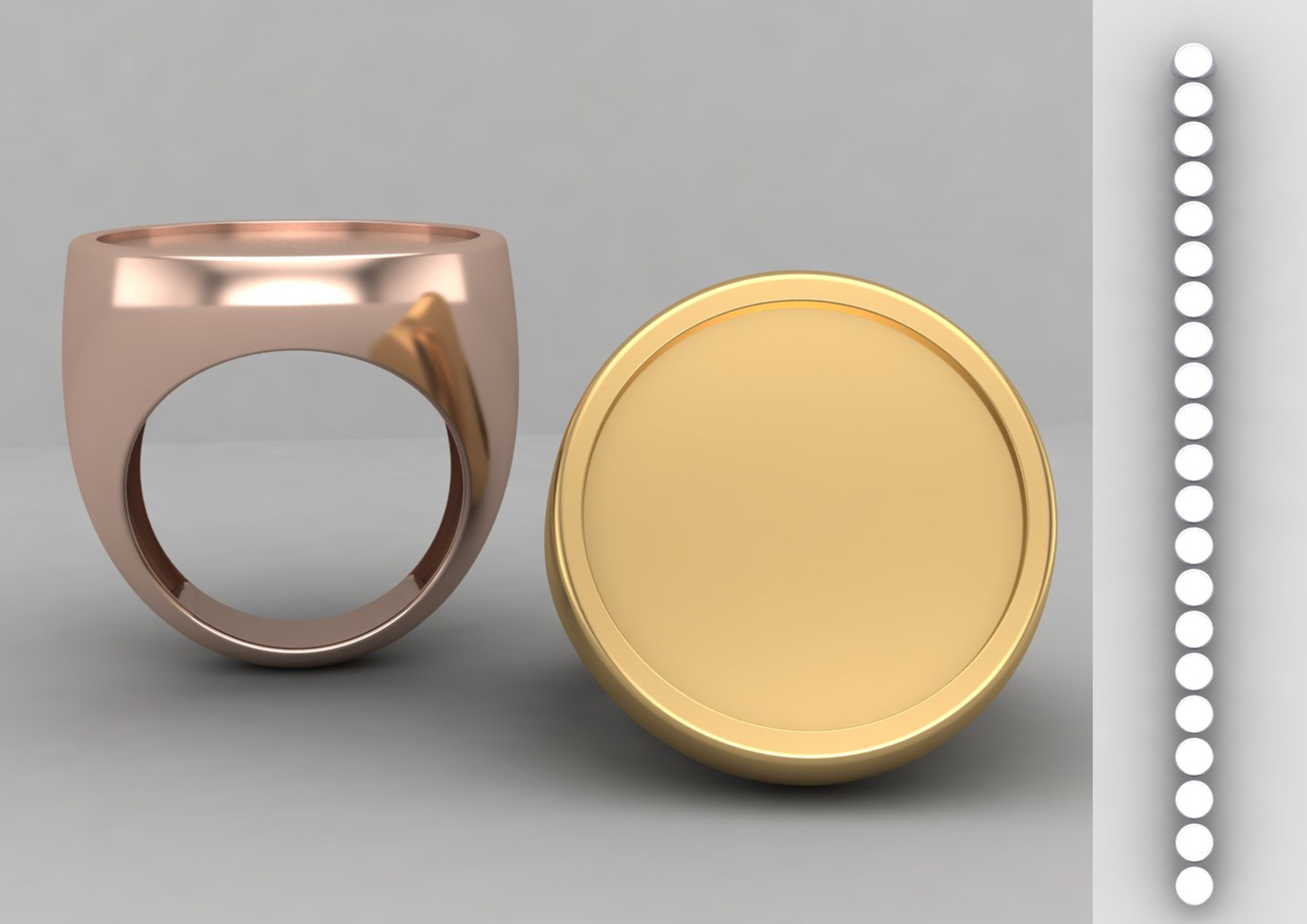 Round Enamel Ring Base 20MM top in All sizes 184-MWC 3D print model_1