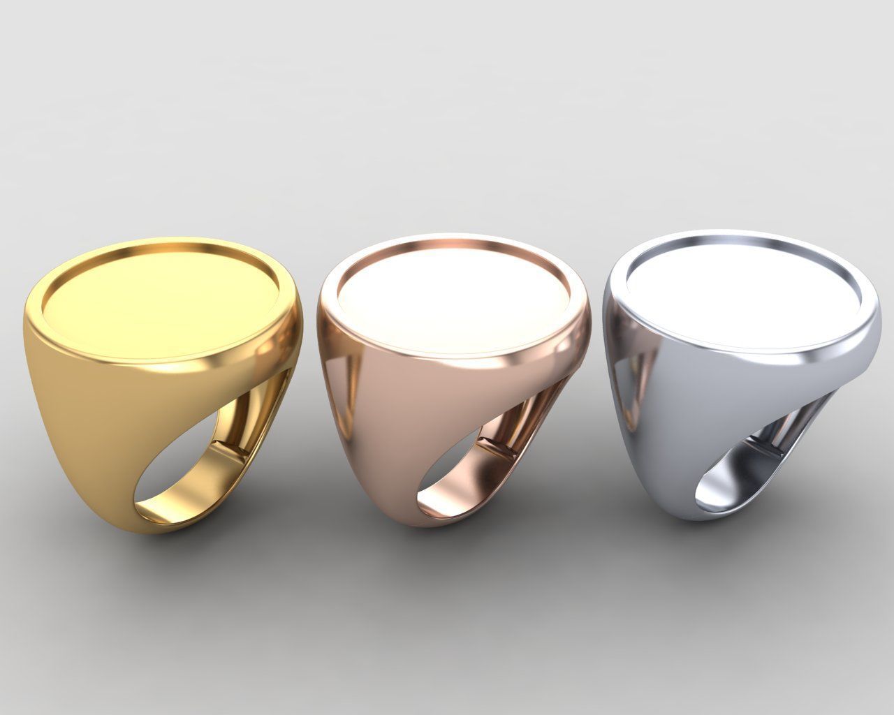 Round Enamel Ring Base 20MM top in All sizes 184-MWC 3D print model_11