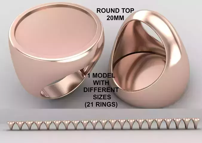 Round Enamel Ring Base 20MM top in All sizes 184-MWC