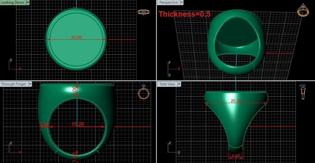 Round Enamel Ring Base 20MM top in All sizes 184-MWC 3D print model_2
