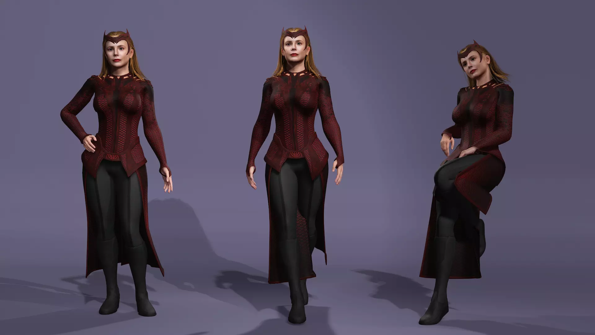Realistic Scarlet Witch lDoctor Strange Elizabeth Olsen marvel 3D model_2