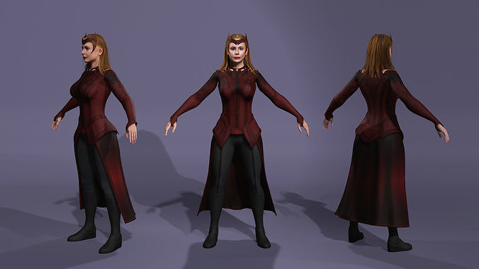 Scarlet Witch look from Doctor Strange Elizabeth Olsen marvel 3D model