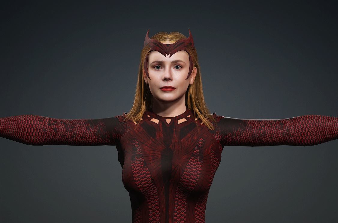 Realistic Scarlet Witch lDoctor Strange Elizabeth Olsen marvel 3D model_5