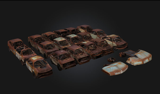 Rusty Car Collection  Abandoned Vehicle 3D model