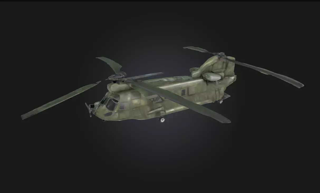 Chinook Helicopter in Flight Twin-Rotor Aircraft 3D model_0