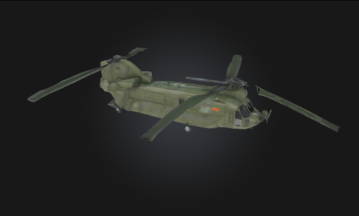 Chinook Helicopter in Flight Twin-Rotor Aircraft 3D model_1