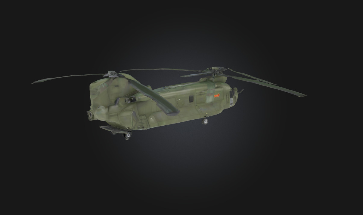 Chinook Helicopter in Flight Twin-Rotor Aircraft 3D model_2