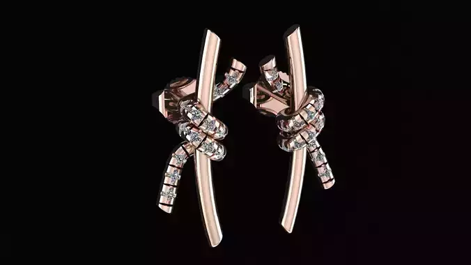 Tiffany Knot Small Earrings with Diamonds 3d printing model
