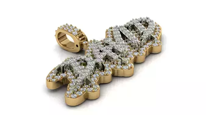 Custom Diamond Name Pendant DAVID