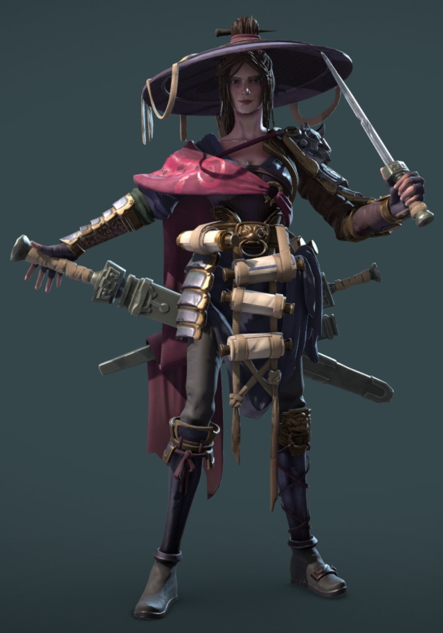 Female Assassin Low-poly 3D model_2