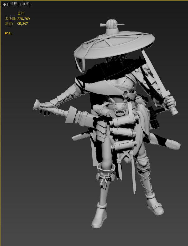 Female Assassin Low-poly 3D model_3