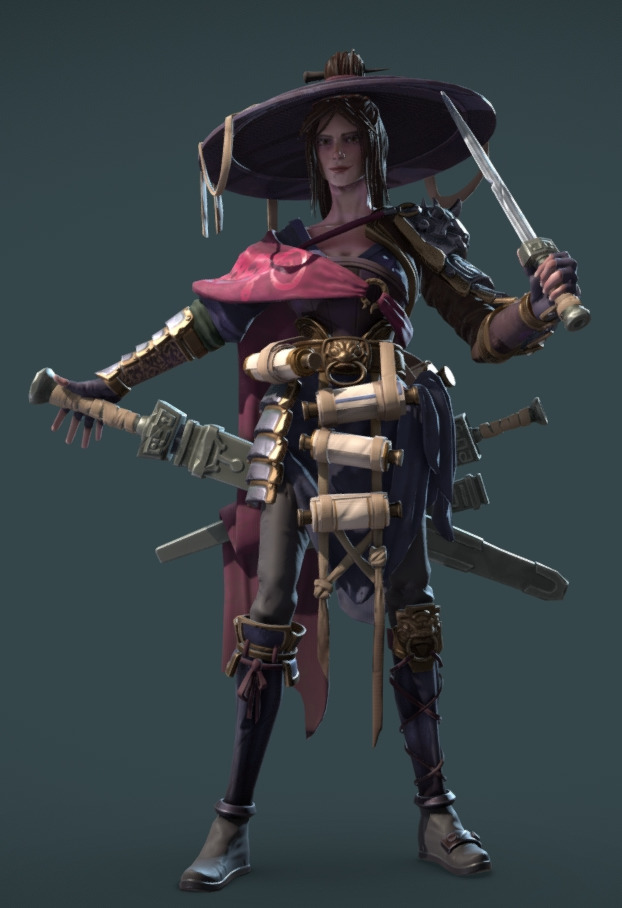 Female Assassin Low-poly 3D model_4