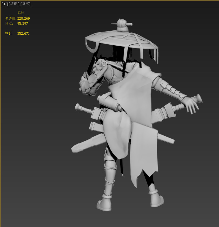 Female Assassin Low-poly 3D model_5