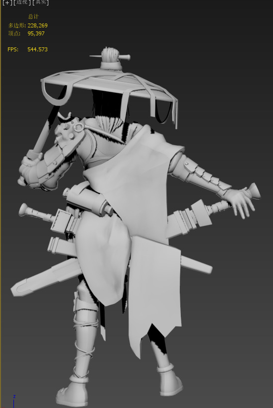 Female Assassin Low-poly 3D model_10