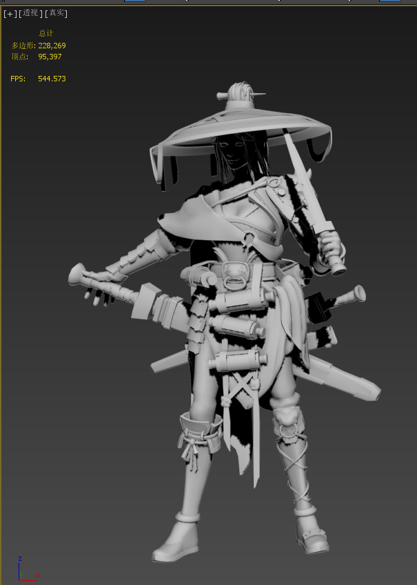 Female Assassin Low-poly 3D model_9