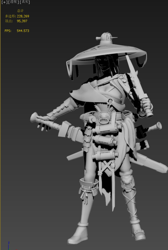 Female Assassin Low-poly 3D model_7