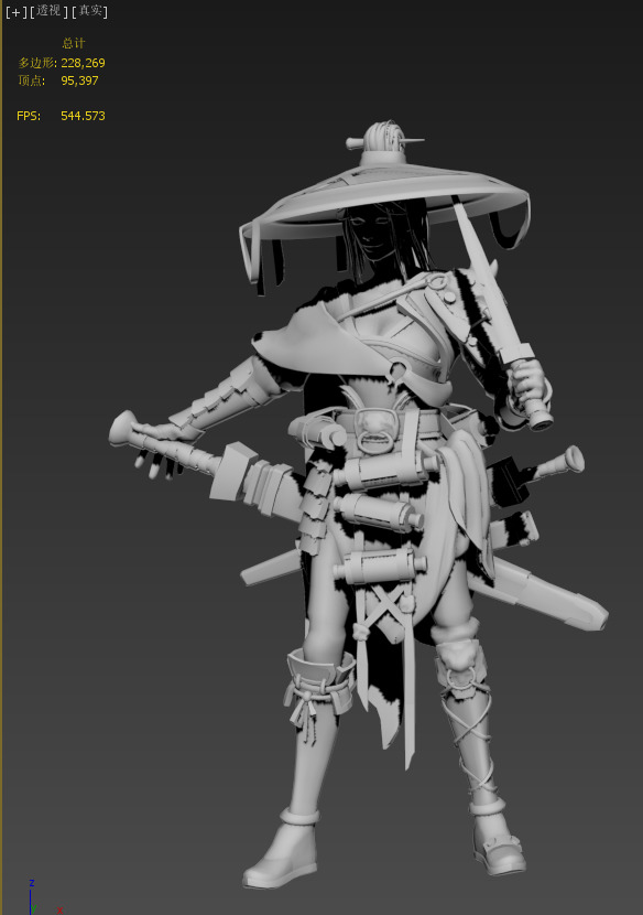 Female Assassin Low-poly 3D model_6