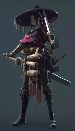 Female Assassin Low-poly 3D model