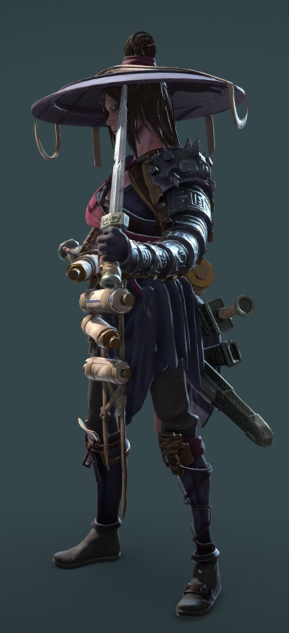 Female Assassin Low-poly 3D model_11