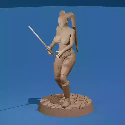 Alien Warrior Woman 3D Printable Sci-Fi Miniature