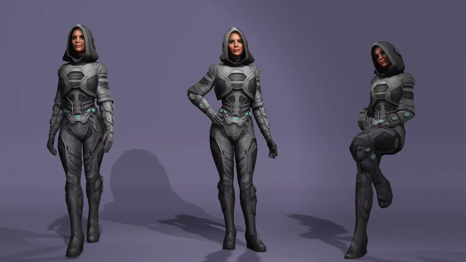 Female Superhero Character Ghost look from Thunderbolts 3D model_2