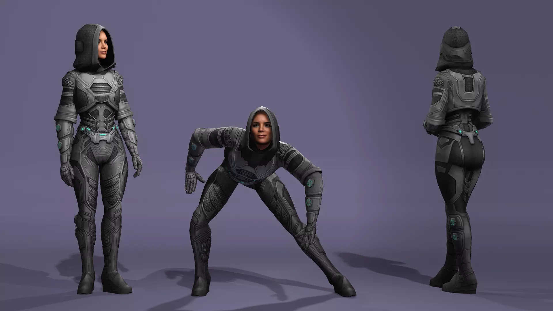 Female Superhero Character Ghost look from Thunderbolts 3D model_5