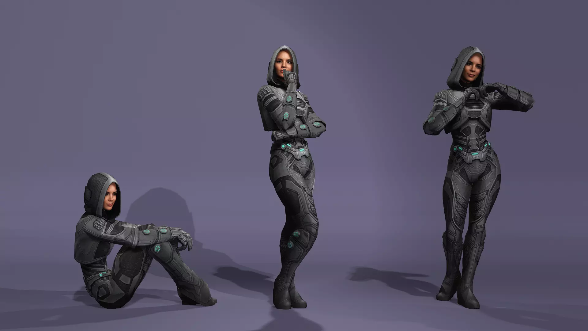 Female Superhero Character Ghost look from Thunderbolts 3D model_4