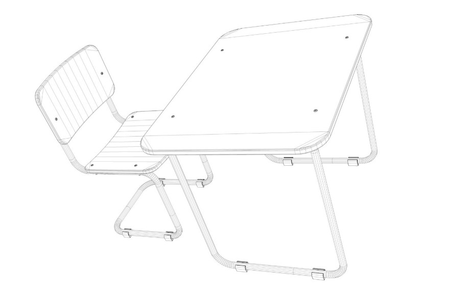 School Desk collection 3D model_25