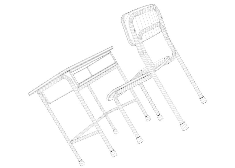 School Desk collection 3D model_17