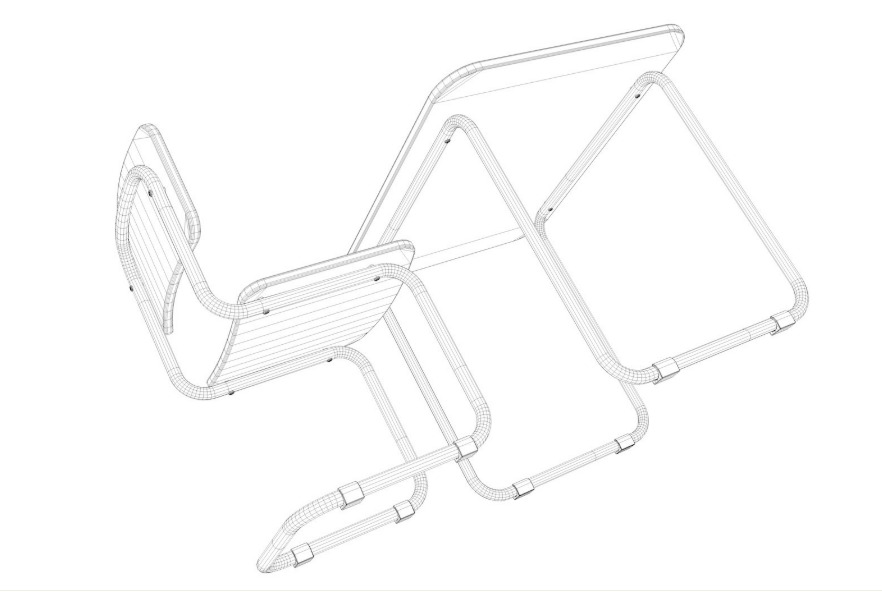 School Desk collection 3D model_22