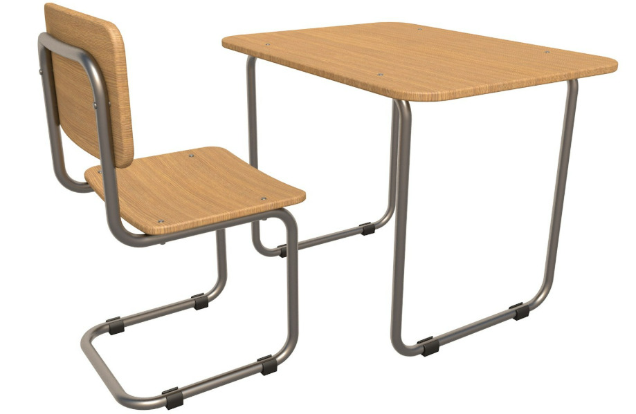 School Desk collection 3D model_1