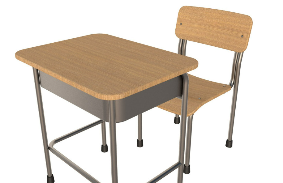 School Desk collection 3D model_11