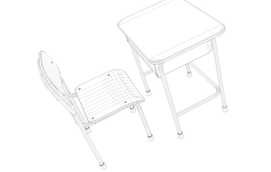 School Desk collection 3D model_15