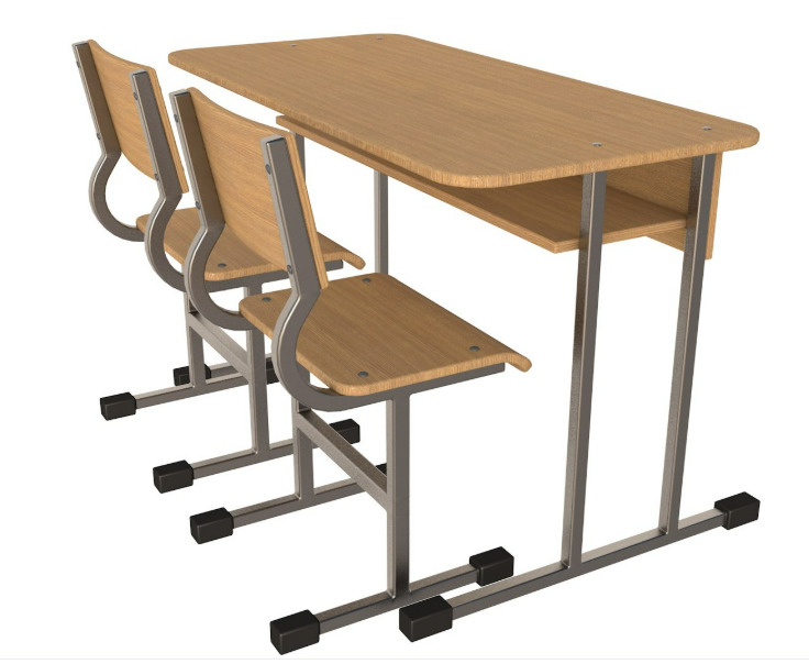 School Desk collection 3D model_12