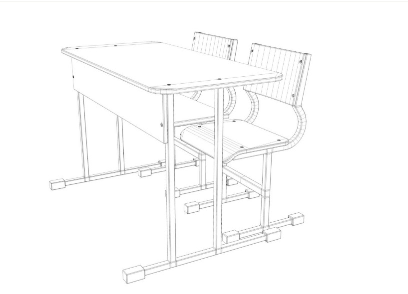 School Desk collection 3D model_18