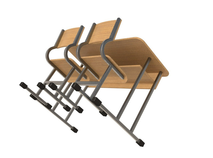 School Desk collection 3D model_5