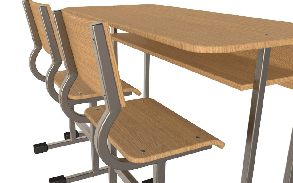 School Desk collection 3D model_8