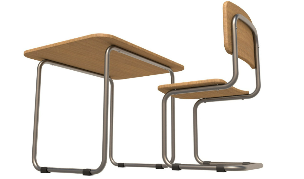 School Desk collection 3D model_9